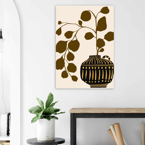 Artfulprints Poster Boho – Golden vase   - 70x100 cm - Bruin