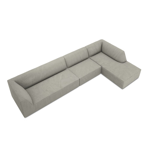 Cosmopolitan Design - Modulaire hoekbank rechts Siena 5-zits, ribfluwelen lichtgrijs - 180x366x69cm