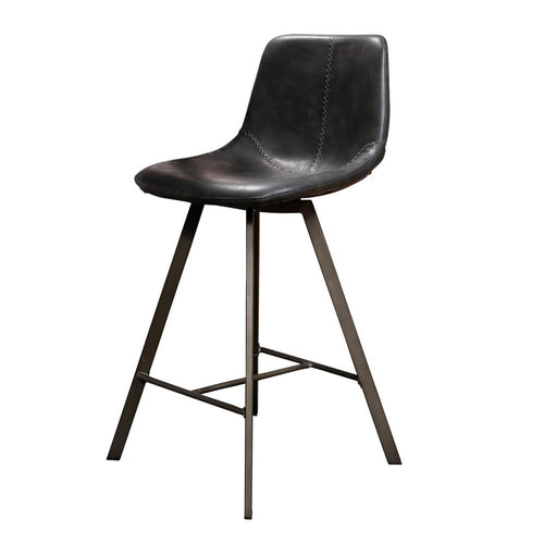 Giga Meubel Barstoel Zig-Zag - Zwart Kunstleer - Set van 2