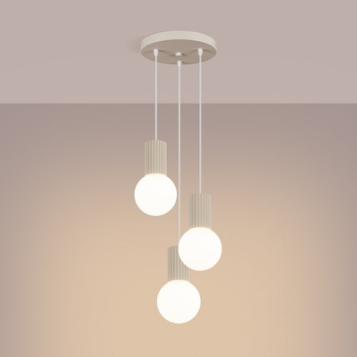Sollux Lighting Hanglamp HALO 3P beige - 25x25x125cm