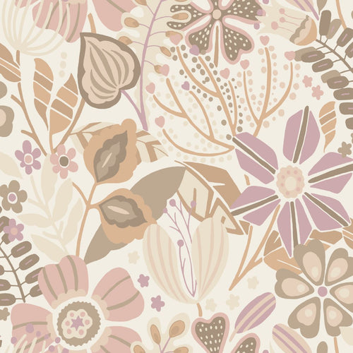 ESTAhome behang bloemmotief beige en lila paars - 53 cm x 10.05 m - 139675 - vtwonen shop