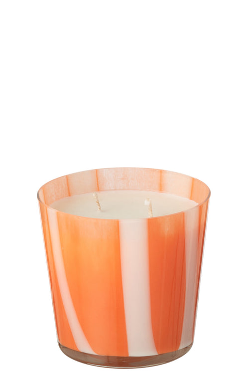 J-Line geurkaars Noa Strepen - Stone & Rock - glas - oranje - small - 50U