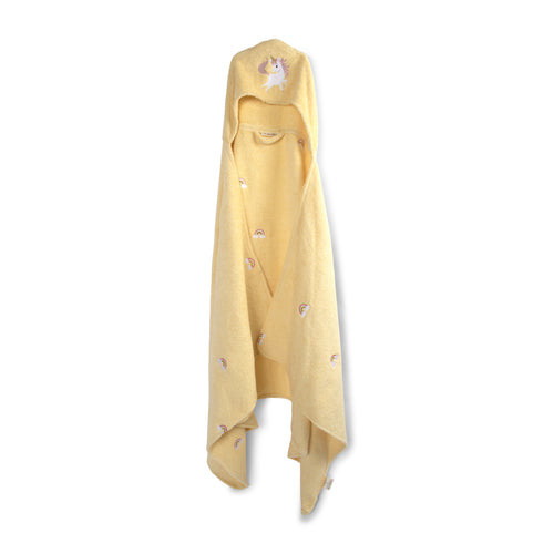 FiliBabba Badcape Eenhoorn 140 x 85 cm – Geel biologisch katoen
