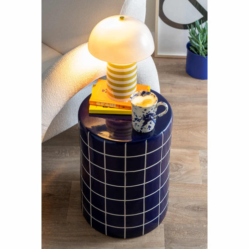 Leitmotiv tafellamp Rayado Retro - geel - 23x23x30cm - Paddenstoellamp