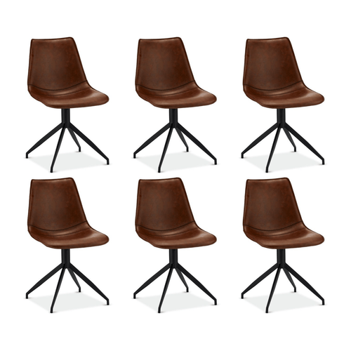 Furnhouse eetkamerstoel Isabel - Cognacbruin - Kunstleer - Set van 6