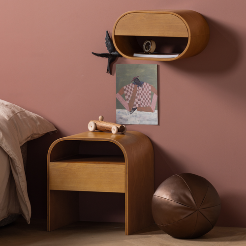 WOOOD nachtkastje hangend Momo - Hout - Bruin - 24x36x28