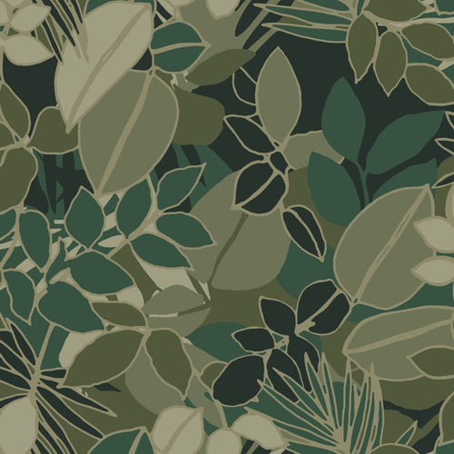 ESTAhome behang bladeren donkergroen - 50 x 900 cm - 139851 - vtwonen shop