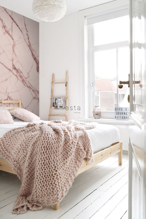ESTAhome fotobehang marmer grijs roze - 3 x 2,79 m - 158949