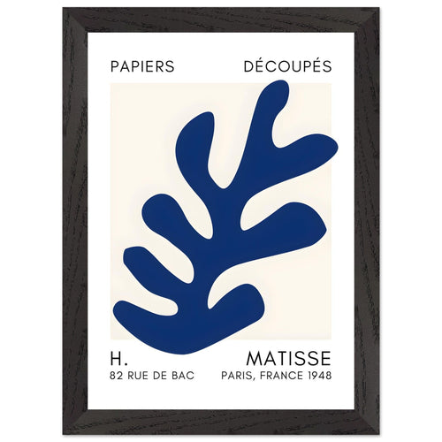 Artfulprints Poster met Lijst Matisse – Ocean petals navy blue II   - A4 21x29.7 cm - Blauw