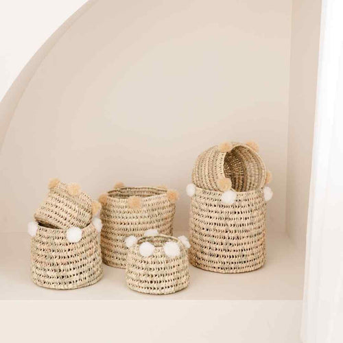 NOA MAY Mand Boho -naturel/beige - zeegras/katoen - Ø 30 x h 32 cm