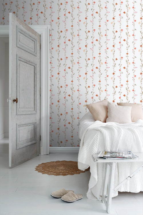 Sanders & Sanders behang bloemen oranje en wit - 53 cm x 10 m - 640173