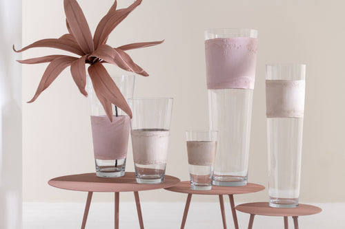 J-Line vaas Delph - glas - transparant/lichtroze - medium - 45 cm hoog