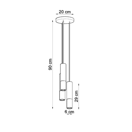 Sollux Lighting Hanglamp LOOPEZ 3P zwart/chroom - 20x20x90cm