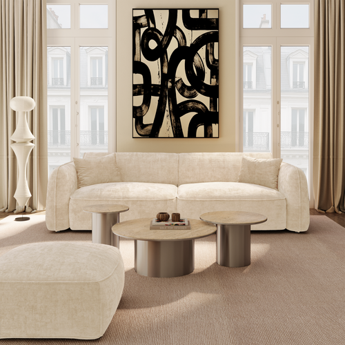 Premium Interiors - Zitzak LOMI - gewaafd fluweel crème 75cm