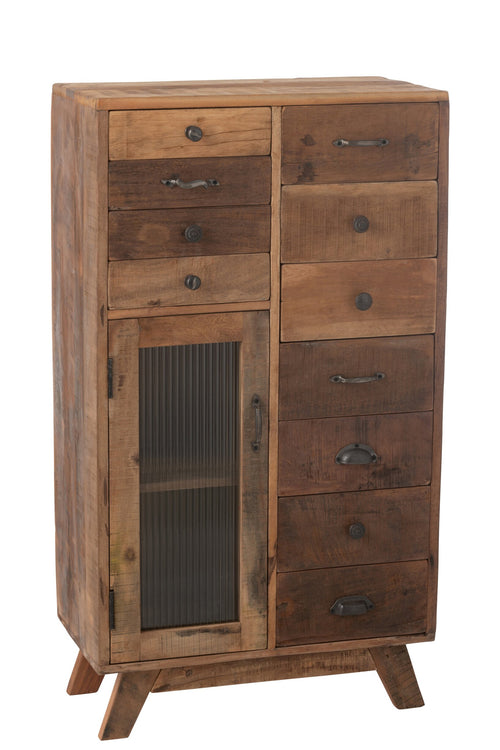 J-Line kast Retro - gerecycleerd hout/glas - naturel