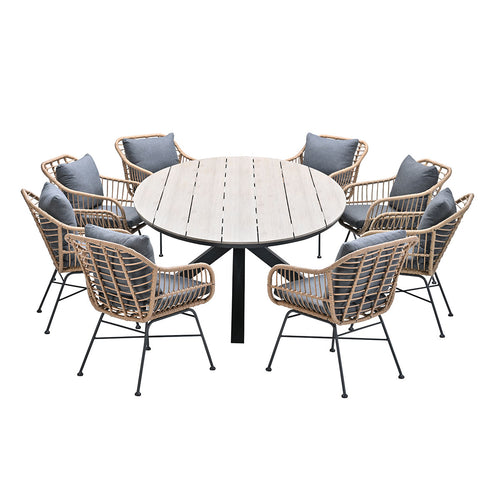 Garden Impressions tuinset Lucas - Tulli bruin - light teak look - 9-delig