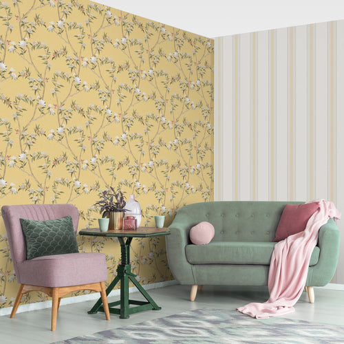 Sanders & Sanders behang strepen geel en beige - 53 cm x 10 m - 640207 - vtwonen shop