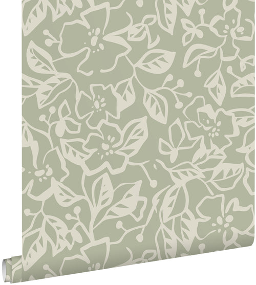ESTAhome behang bladeren en bloemen mintgroen - 50 x 900 cm - 131372 - vtwonen shop