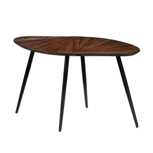 Mica Decorations Dane Bijzettafel Set van 2 - Bruin - Organisch Design - Zwarte Metalen Poten - L79 X B39 X H45 cm
