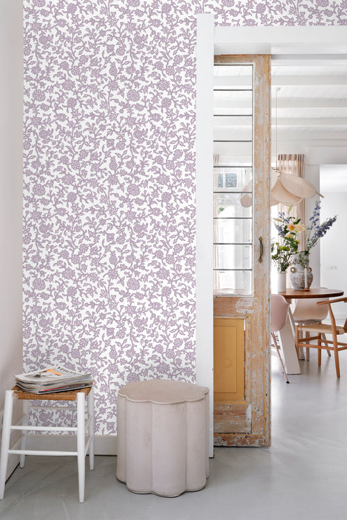 ESTAhome behang vintage bloemen lila paars - 50 x 900 cm - 131521 - vtwonen shop