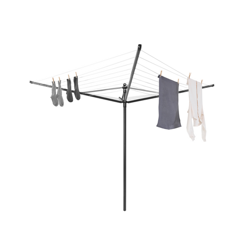 Brabantia Droogmolen Lift-O-Matic, 50 meter met metalen grondanker, doorsnede 45 mm - Anthracite