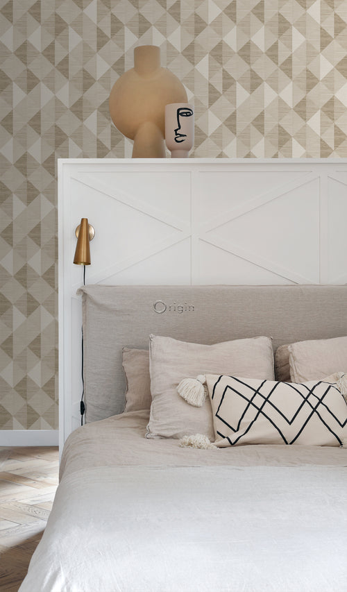 Origin Wallcoverings behang grasweefsel in grafisch 3D motief zand beige - 50 x 900 cm - 347882 - vtwonen shop