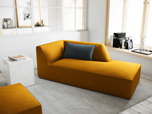 Micadoni rechter chaise longue Ruby ribfluwelen, geel - 180x93x69cm