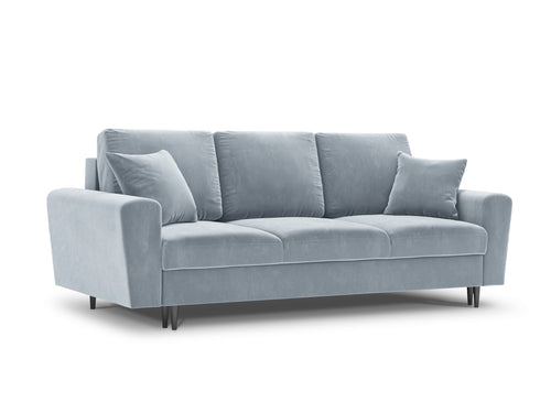 Cosmopolitan Design Slaapbank met opbergdoos Kyoto 3-zits, flueel, lichtblauw - 100x235x88cm