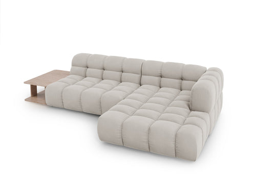 Cosmopolitan Design Modulaire hoekbank rechts Sky 4-zits, flueel, lichtbeige - 162x297x70cm