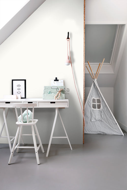 ESTAhome behang effen wit - 53 cm x 10.05 m - 137020