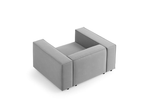 Cosmopolitan Design Fauteuil Arendal flueel, lichtgrijs - 102x124x70cm