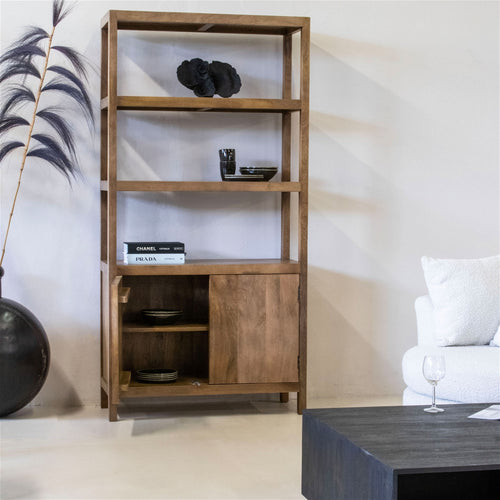 Giga Meubel Wandkast Louie - Mangohout - Naturel - 100x40x200cm - vtwonen shop