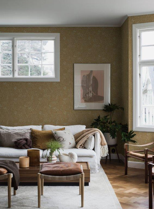 Borastapeter behang bladeren geel - 53 cm x 10.05 m - 661009 - vtwonen shop