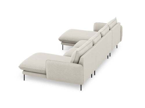 Cosmopolitan Design Panoramische bank Vienna 6-zits, structurele stof, lichtbeige - 170x350x95cm