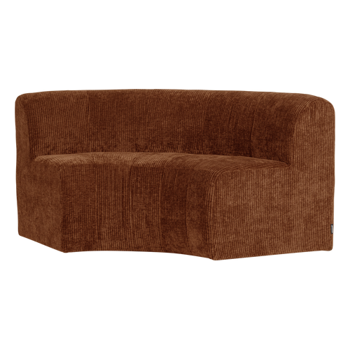 WOOOD eetbank halfronde hoek rugleuning Mojo Base - Rib - R.bruin - 83x152x76