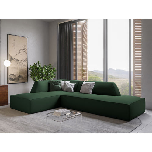 Cosmopolitan Design - Modulaire hoekbank links Siena 4-zits, structurele stof groente - 180x273x69cm