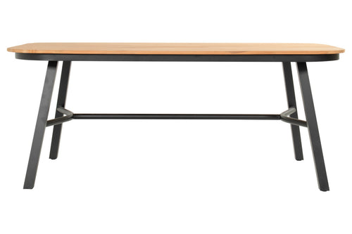 Hartman Tuintafel Tubb - Naturel/Zwart Teakhout - 185x100x75cm - vtwonen shop