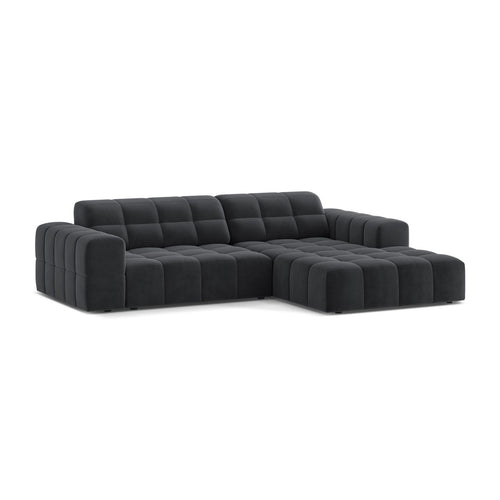 Cosmopolitan Design - Rechter hoekbank Chicago 3-zits, flueel grijs - 167x234x78cm