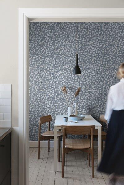 Borastapeter behang bladeren vergrijsd blauw - 53 cm x 10.05 m - 660556