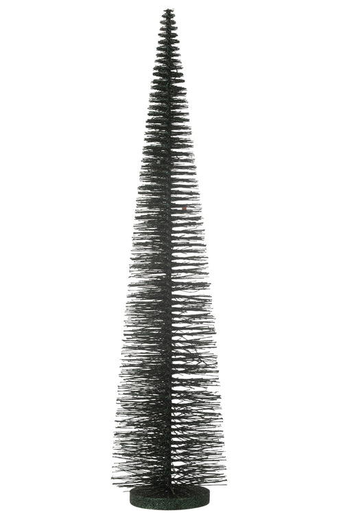 J-Line decoratie Kerstboom Glitter - kunststof - donkergroen - large