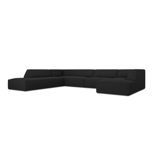 Cosmopolitan Design - Panoramische hoekbank links Siena 7-zits, structurele stof zwart - 273x366x69cm