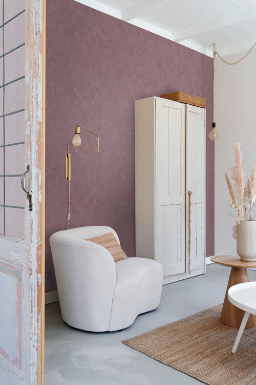 ESTAhome behang palmbladeren mauve paars - 50 x 900 cm - 131221 - vtwonen shop