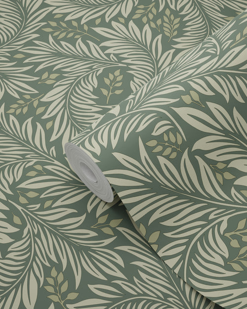 ESTAhome behang bladeren donkergroen - 50 x 900 cm - 131143 - vtwonen shop