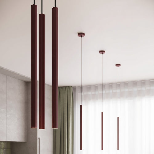 Sollux Lighting Hanglamp ARCHE 1 bordeaux - 8x8x120cm