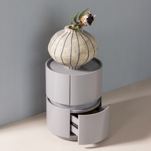 WOOOD nachtkastje Lunex - Hout - Hoogglans Lichtgrijs - 50x40x40