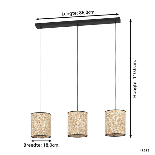 EGLO hanglamp Butterburn - e27 - 86 cm - zwart/wit/groen