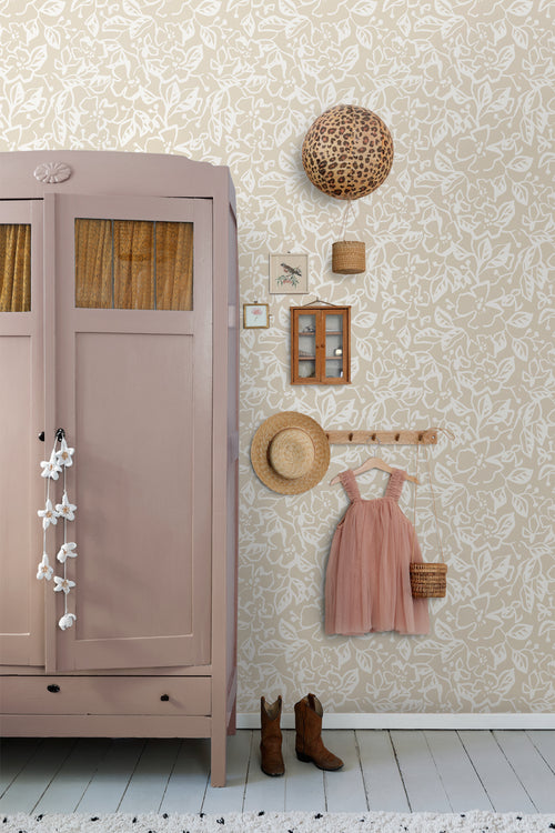 ESTAhome behang bladeren en bloemen lichtbeige - 50 x 900 cm - 131371 - vtwonen shop