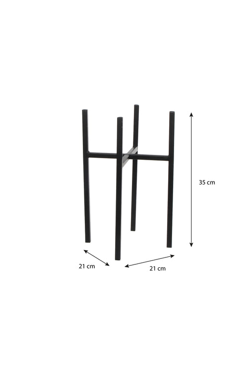 Mica Decorations Ascot Plantenstandaard - L21 x B21 x H35 cm - Metaal - Zwart