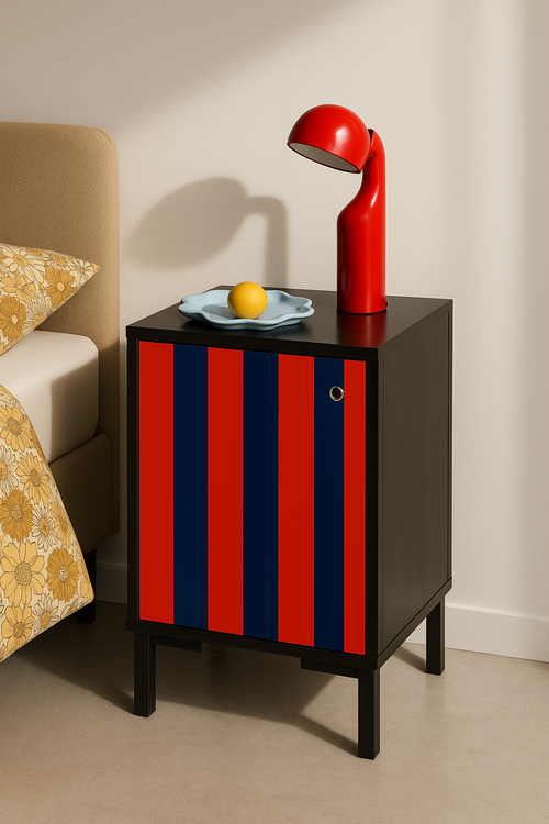 Really Nice Things - Nachtkastje - William - Blauwe en rode strepen