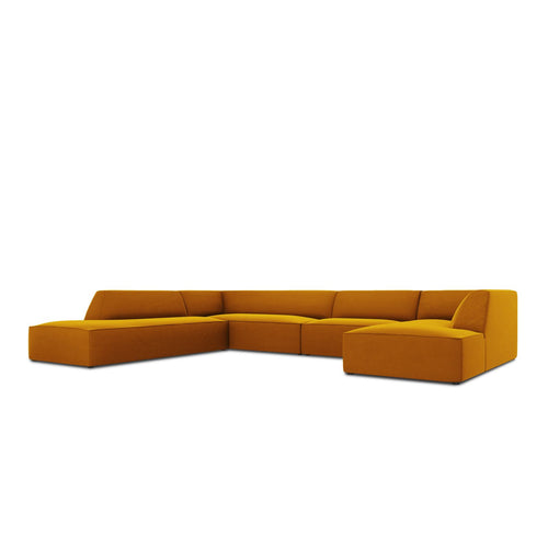 Cosmopolitan Design - Panoramische hoekbank Siena 7-zits, flueel geel - 273x366x69cm